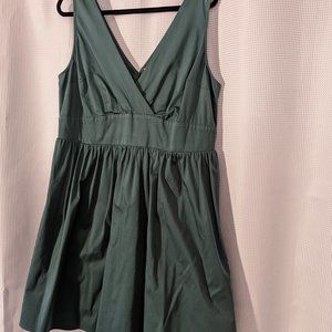 Green cotton midi fit & flare sleeveless dress with petticoat lining for twirls